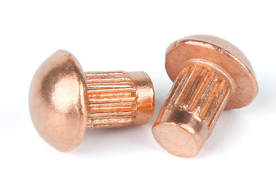 China Red Copper Pan Head Knurling Rivets Roud Head Knurled Rivets Rivets for Name Plate supplier