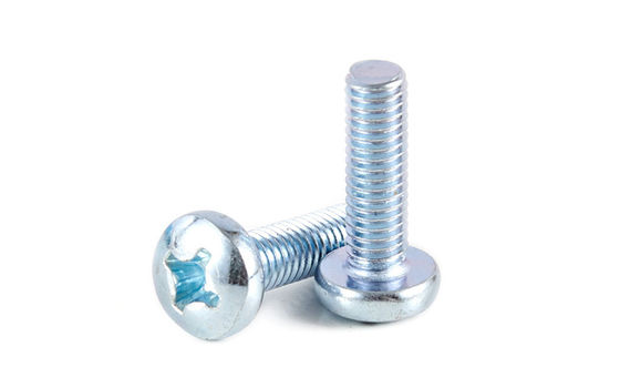 China Blue Zinc Plated Steel Pan Head Phillips Screws Alloy Steel Rounded Head Screws supplier