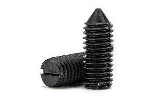 China ISO7434 Black Oxide Alloy Steel Slotted Drive Cone-Point Headless Screws supplier