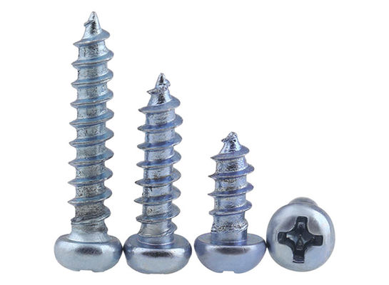China Zinc Plated Pan Head Phillips Drive Pointed Screws Phillips Drive Round Head Tapping Screws supplier