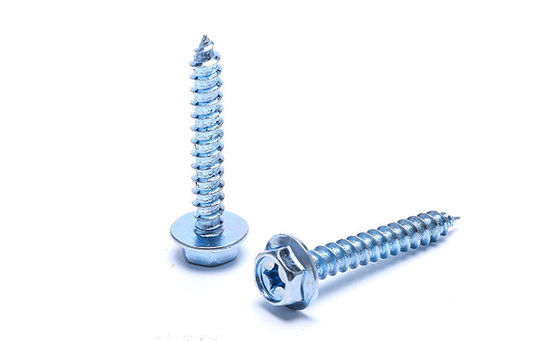 China Blue Zinc Plated Drive Hexagon Flanged Head Metal Tapping Screws Pointed Screws supplier