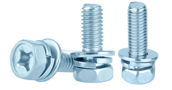 China Zinc Plated Steel Phillips Drive Hex Head With Spring Washer And Plain Wssher SEMS Screws supplier