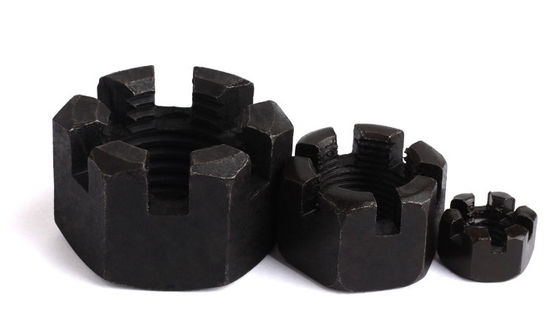 China Black Zinc Plated Steel Locknuts for Use with Cotter Pins Castle Nuts Slotted Nuts supplier