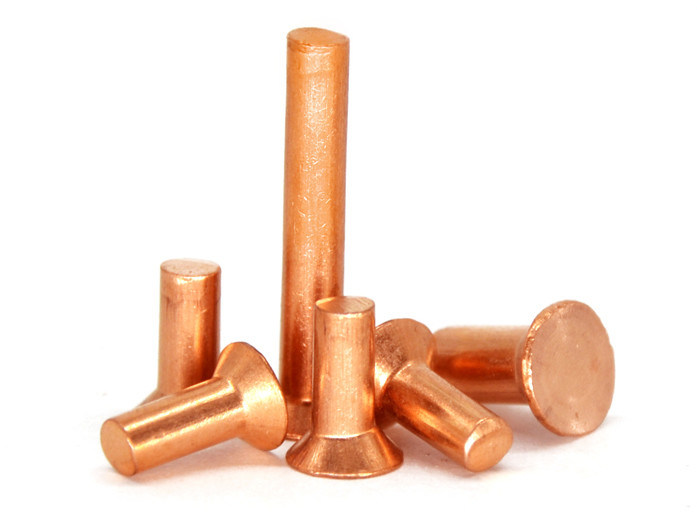 Electrically Conductive Red Copper Solid Rivet , Countersunk Head Rivets