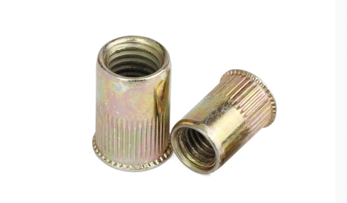 Yellow Chromate Plated M12 Rivet Nut , Metric Knurled Insert Nut