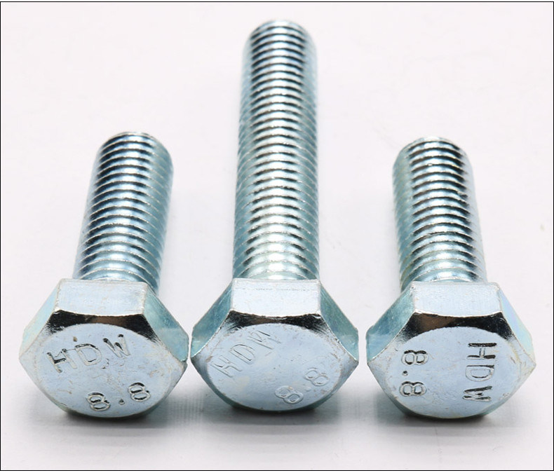 DIN931 Hex Head Screws Grade 8.8 ISO9001 Approved With Zinc Plated