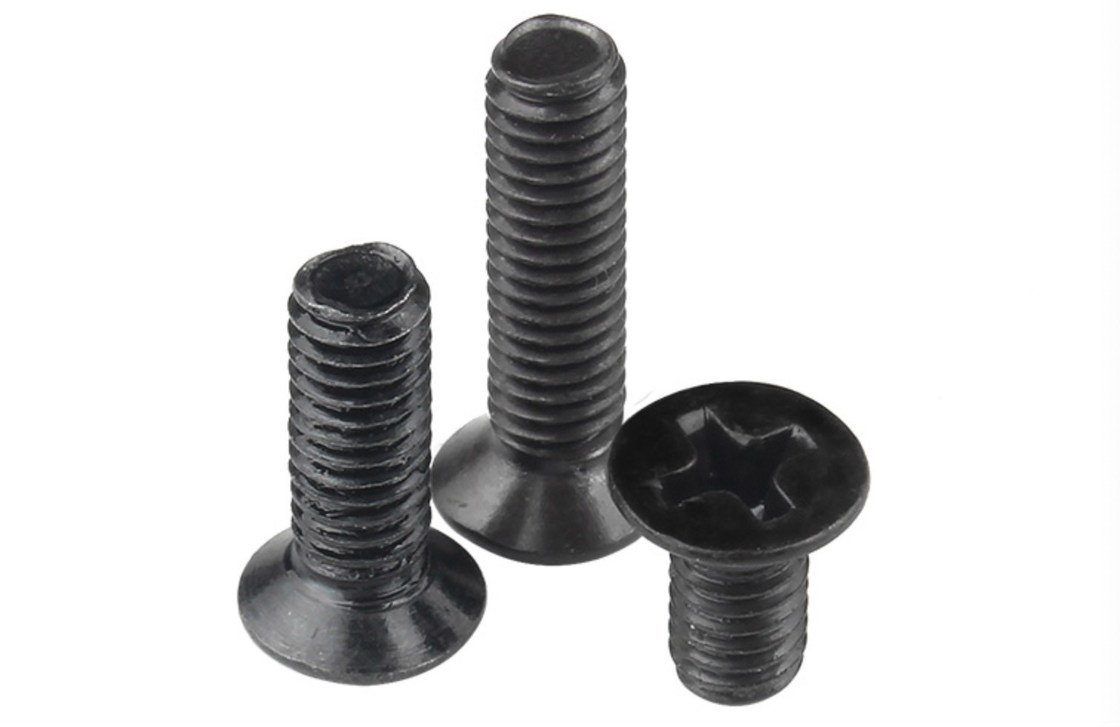 M3 Black Flat Head Machine Screws Zinc Plated High Corrosion Resistance