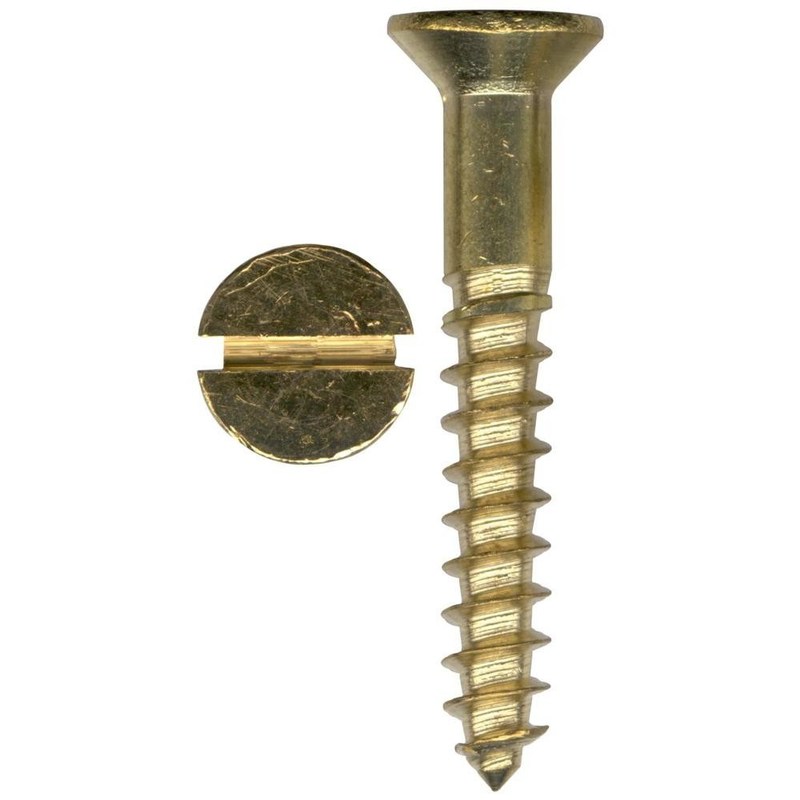 Yellow Brass Slotted Countersunk Head Tapping Screw for Wood Furniture