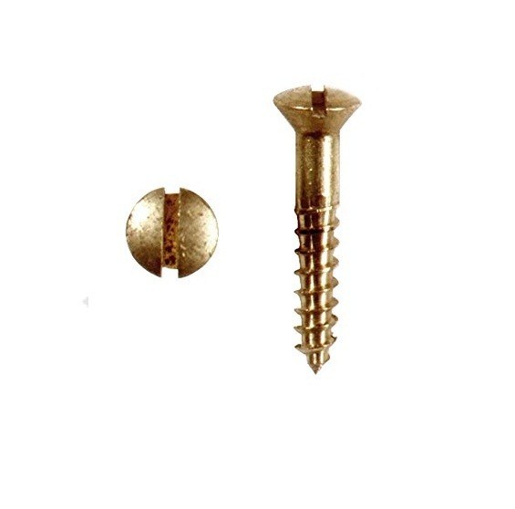 Yellow Brass Slotted Drive Oval Head Wood Screws Round Head Furniture