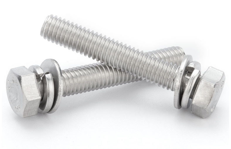 Stainless Steel Hexagon Bolt With Spring And Plain Washer Hex Head SEMS