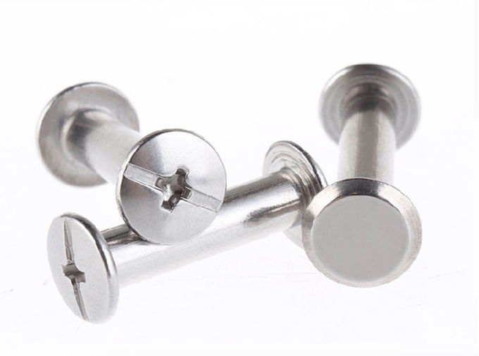 Slotted Drive Metal Binding Post , Low Profile Stainless Steel Chicago