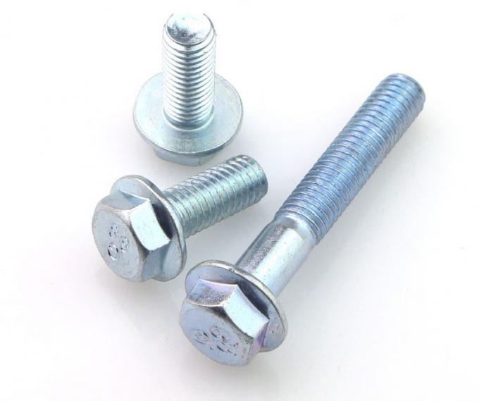 Class 8.8 Steel White Zinc Plated Flange Hex Head Screws Zinc Plated M8