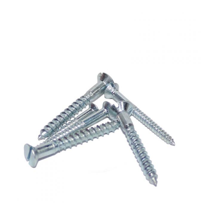 Zinc Plated Steel Slotted Flat Head Wood Screws Slotted Furniture
