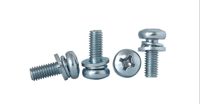 Zinc Plated Steel Pan Head SEMS Screws Pan Head Screws With Flat Washer And Spring Washer