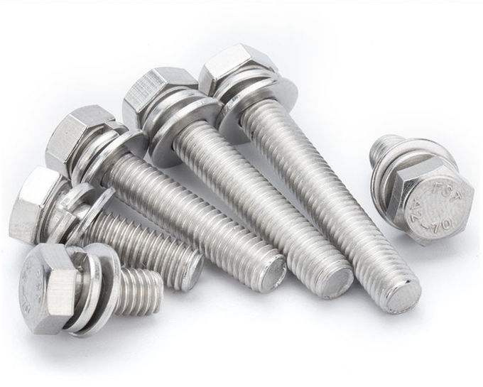 Stainless Steel Hexagon Bolt With Spring And Plain Washer Hex Head SEMS Screws