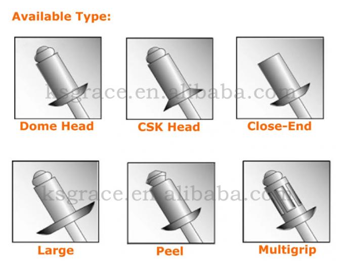 Aluminum Metal 8mm Countersunk Head Blind Rivets Galvanized