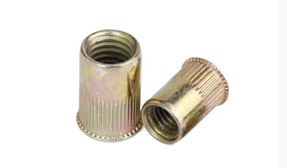 China Yellow Chromate Plated M12 Rivet Nut , Metric Knurled Insert Nut supplier