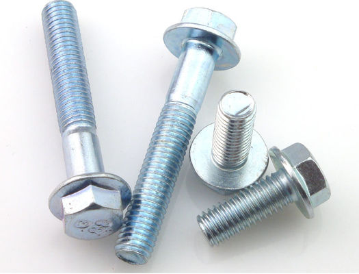 China Class 8.8 Steel White Zinc Plated Flange Hex Head Screws Zinc Plated M8 Flange Hex Bolts supplier
