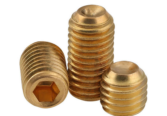China Yellow Brass Hex Socket Metal Set Screws GB80 Drive Cup Point Headless Screw supplier