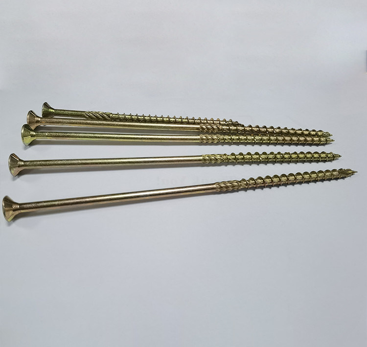 Pack Of 12 Pcs) Galvanized Steel 6.0 X 200 Yellow Wood Screws, Torx