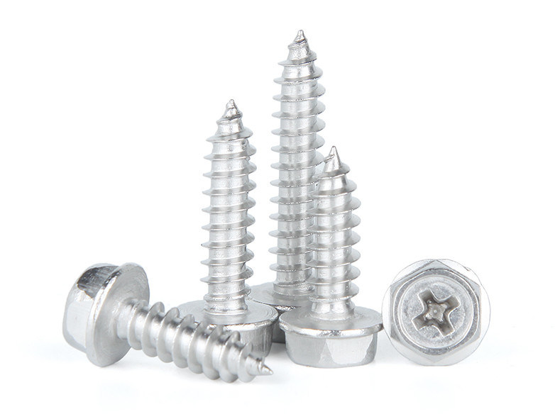 Hexagon Flanged Head Metal Tapping Screws , Flanged Hex Head Pointed Screws
