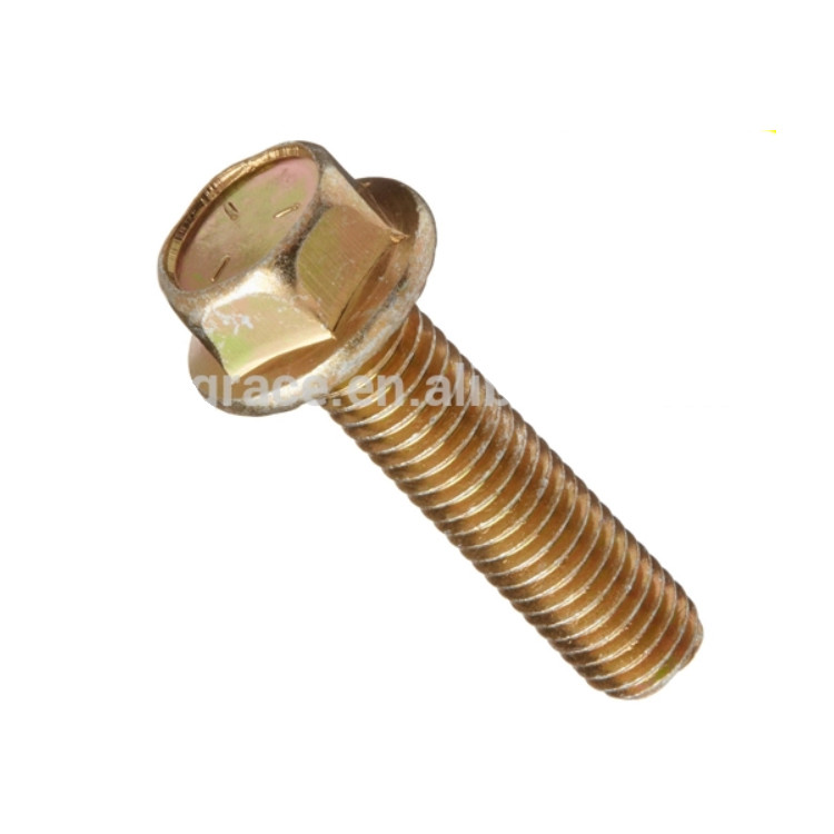 Zinc Yellow Chromate Plated Hexagon Flange Bolts Grade 5 Steel Hex Head