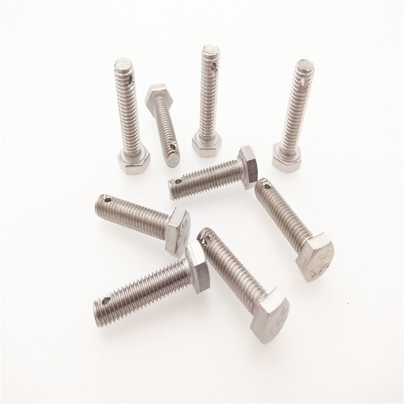 Stainless Steel GB31 Hex Bolt With Split Pin Hole On Shank Hex Head