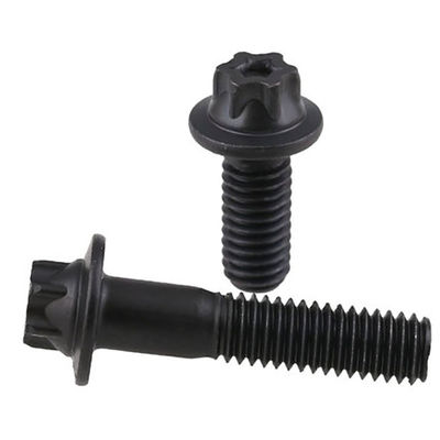Black Coating Steel Hexagon Flange Bolts Hexalobular Head Bolts With ...