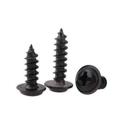 DIN 968 Black Tapping Screws Cross Recessed Pan Head Tapping Screws With Collar Wafer Head Self Tapping Round Head Screw