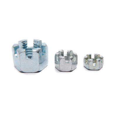 GB6178 Blue White Zinc Plated Hexagon Slotted And  Castle Nut