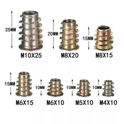 M4 M5 M6 M8 M10 100pcs For Hexagon Thread Nut Furniture Wood Insert Nut Color Zinc Plated Furniture Nuts