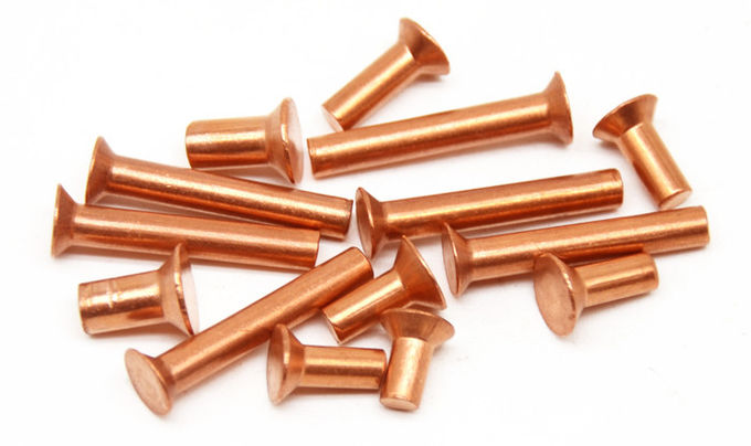 Electrically Conductive Red Copper Solid Rivet , Countersunk Head Rivets
